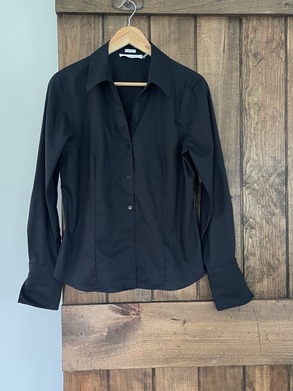 Calvin Klein Black Non-Iron Long Sleeved Structured Button Down Shirt 10 Medium